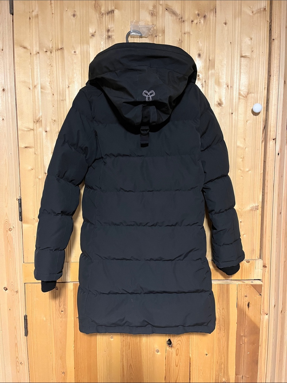TNA Women's Black Hooded Long Puffer Coat